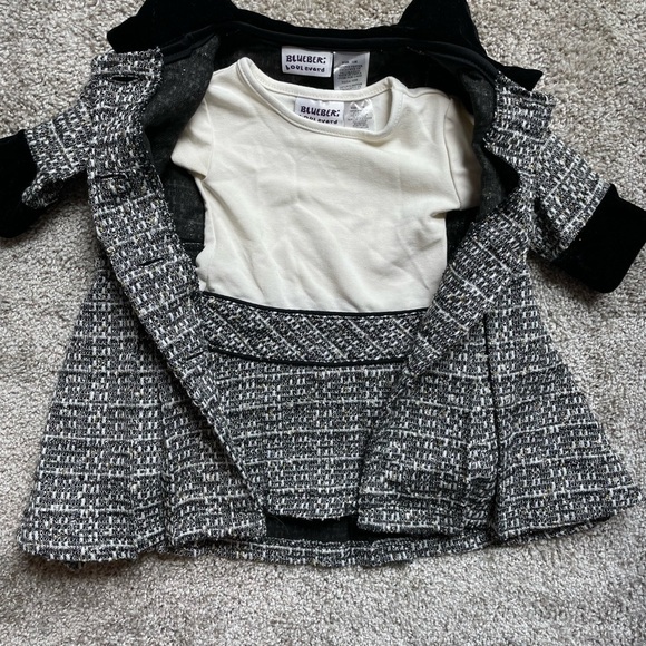Blueberi Boulevard baby Girl Holiday Christmas Dress & Tweed coat set 12 months - Picture 9 of 10